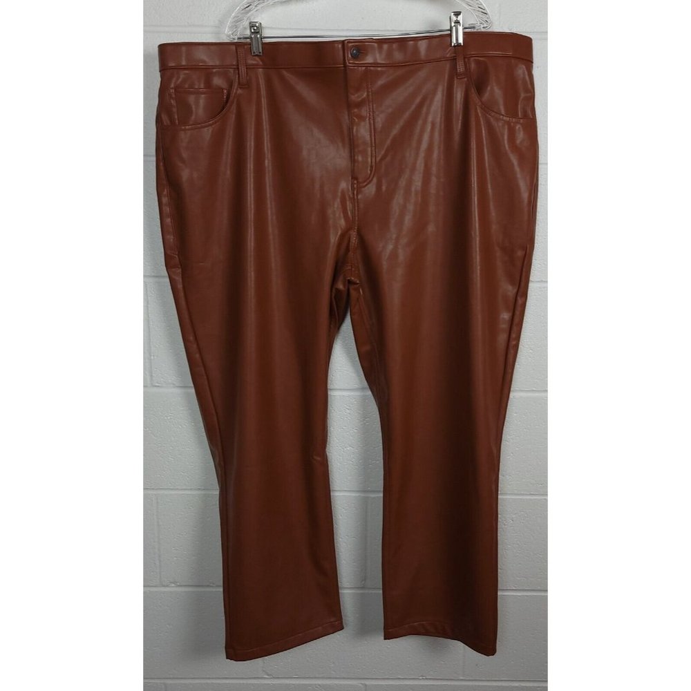 Abercrombie Curve Love 90s Straight Ultra High Rise‎ Brown Vegan Leather 37/24S